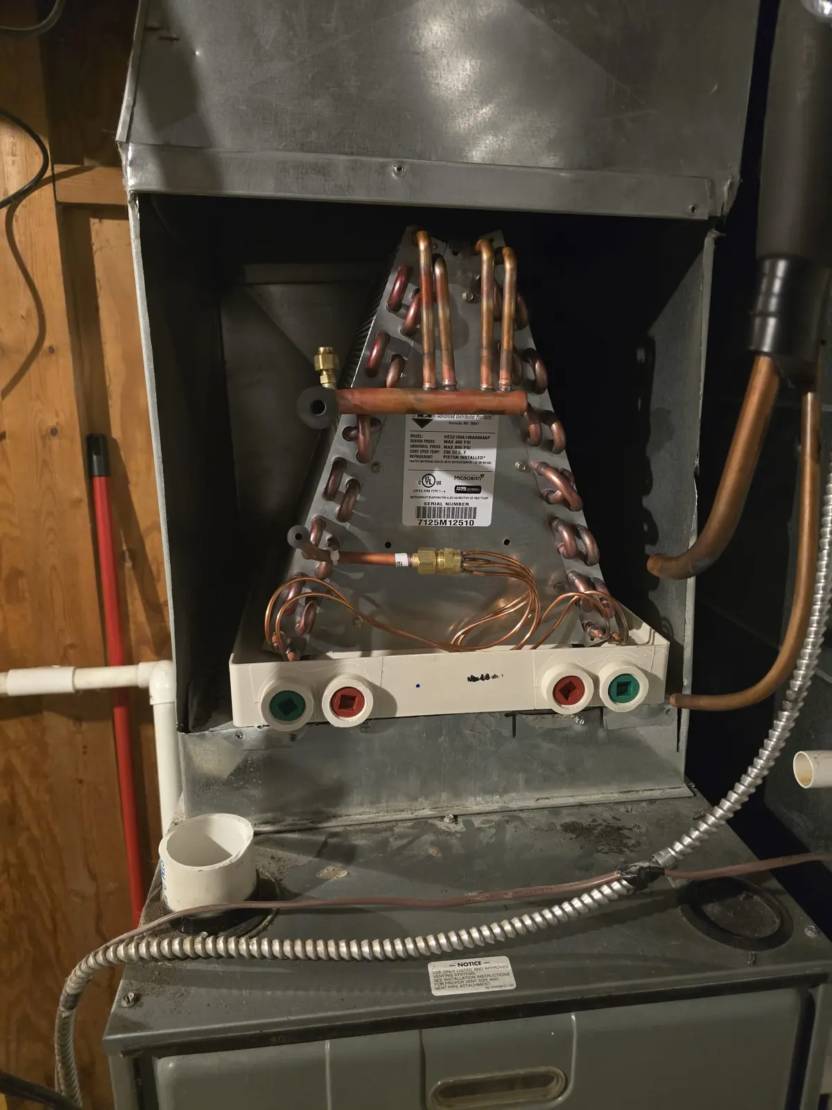 New evaporator coil installation, clean copper connections — Windsor ON